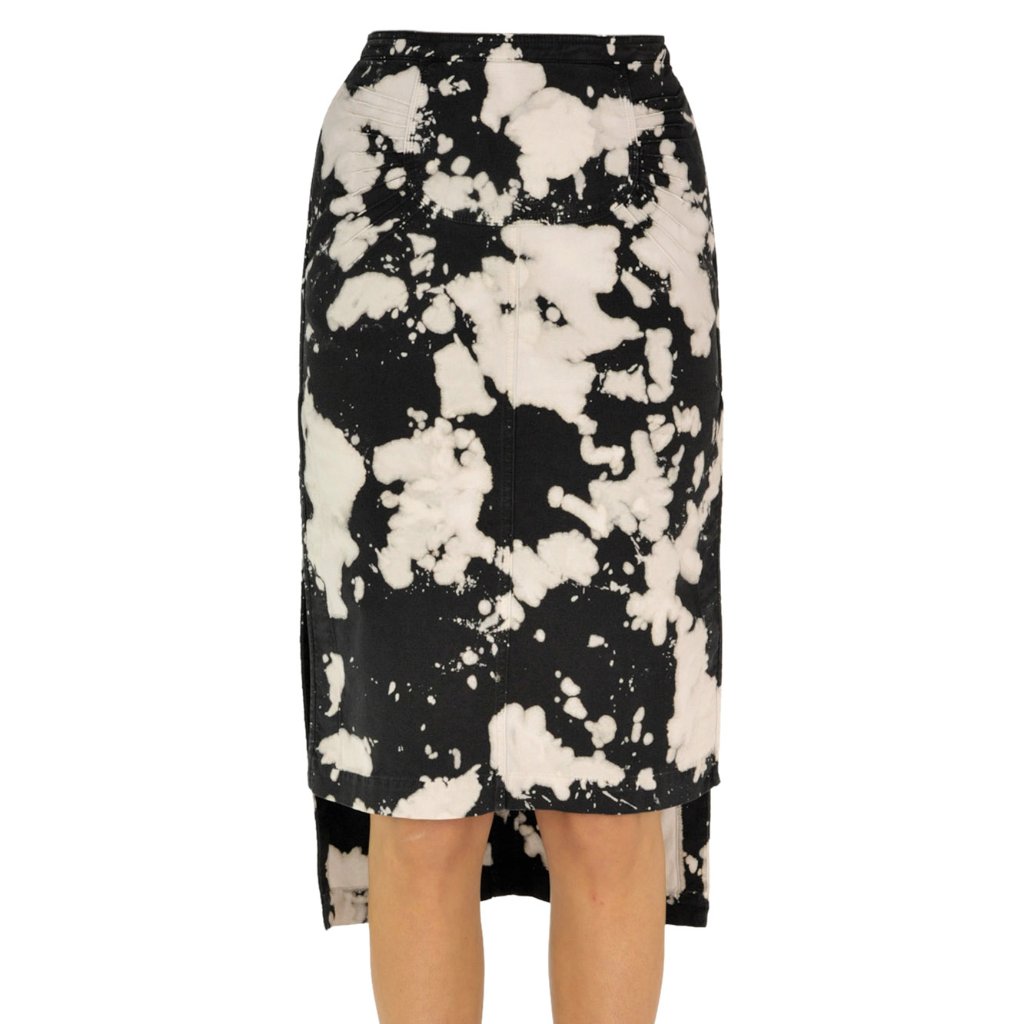 Numero Ventuno N21 Tie Dyed Denim High Low Pencil Skirt Black Size 44 Eu Medium